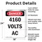 Signmission 4160 Volts AC Danger Sign, Aluminum, 18in W x 24in L, 2PK OS-2PACK-DS-A-1824-V-1953 - alternate 3